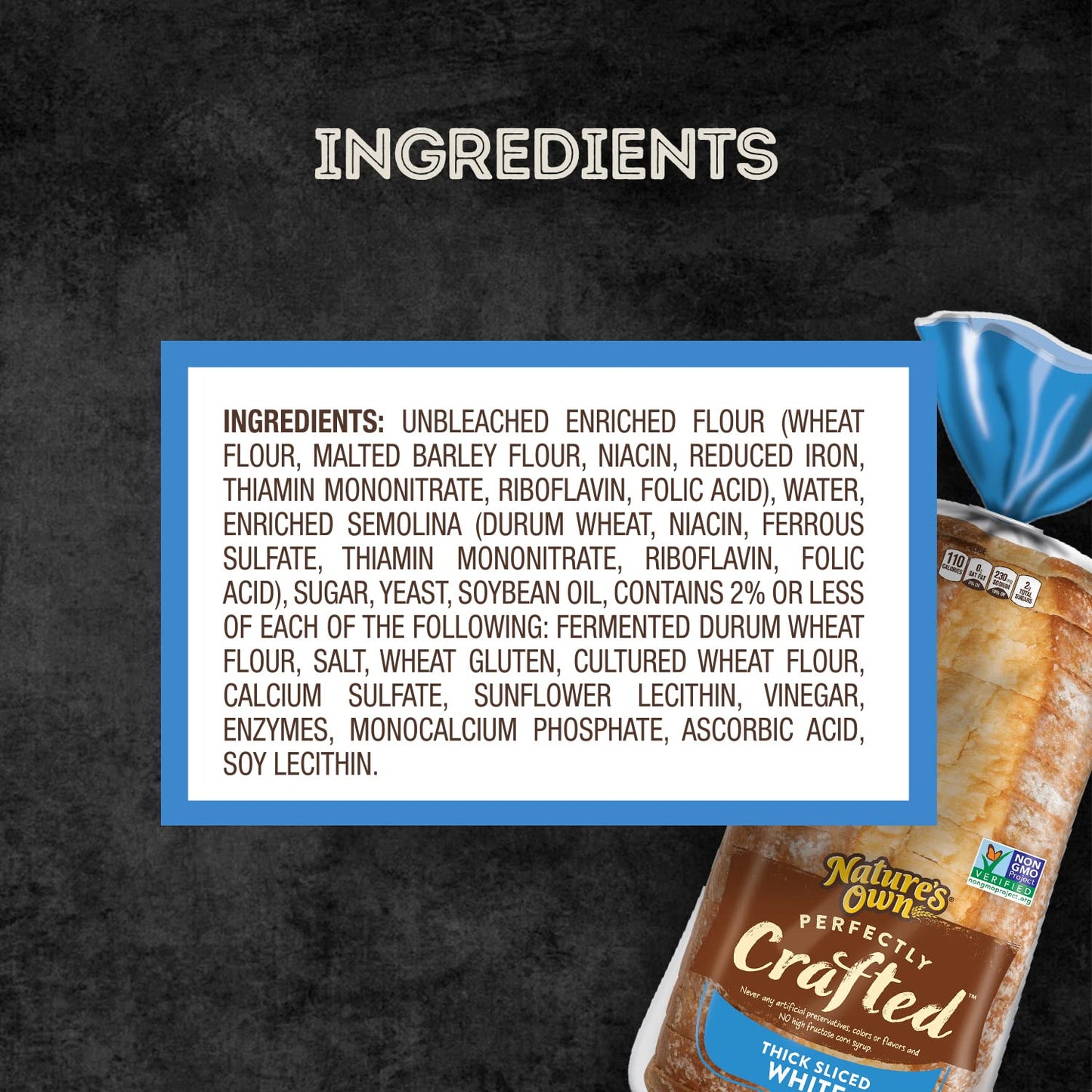 Nature's Own Perfectly Crafted White Bread, Thick Sliced Non-GMO Sandwich Bread, 22 oz Loaf