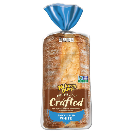 Nature's Own Perfectly Crafted White Bread, Thick Sliced Non-GMO Sandwich Bread, 22 oz Loaf